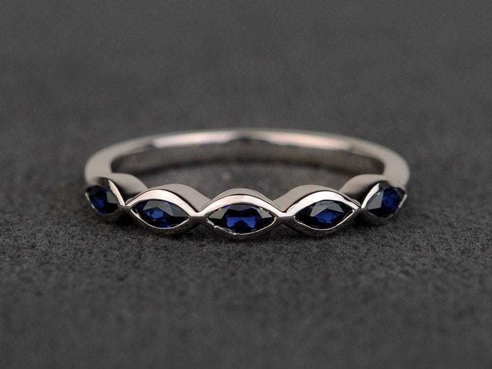 Saphirringe Verlobungsringe 925 Sterling Silber Marquiseschliff Für Frauen von XiaoCuiJewelry