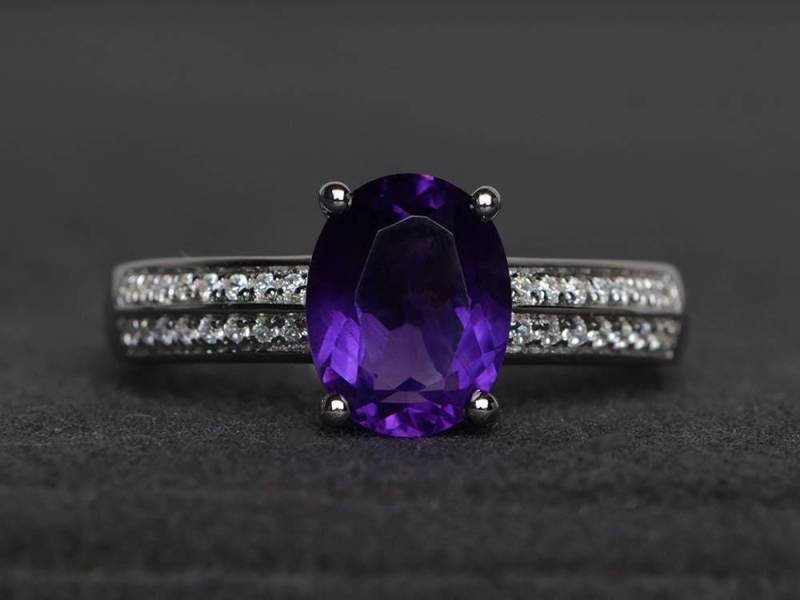 Versprechen Ring Natürliche Amethyst Ovalschliff Lila Edelstein Sterling Silber Februar Geburtsstein Versprechen Ring Natürliche Amethyst Ovalschliff Lila Edelstein Sterling Silber Februar Geburtsstein von XiaoCuiJewelry