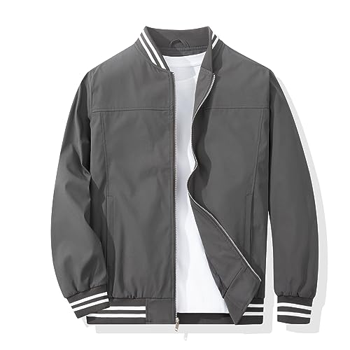 XiaoYouYu Herren-Bomberjacke, lässig, stilvoll, leicht, Windbreaker, Frühling, Herbst, Mode, Jacken, grau dunkel, XL XiaoYouYu Herren-Bomberjacke, lässig, stilvoll, leicht, Windbreaker, Frühling, Herbst, Mode, Jacken, grau dunkel, XL von XiaoYouYu