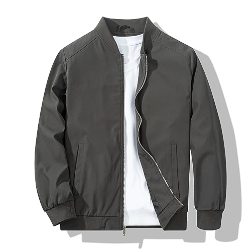 XiaoYouYu Herren Bomberjacke Mode Stilvolle Leichte Windbreaker Frühling Herbst Casual Jacken für Männer, grau dunkel, L XiaoYouYu Herren Bomberjacke Mode Stilvolle Leichte Windbreaker Frühling Herbst Casual Jacken für Männer, grau dunkel, L von XiaoYouYu