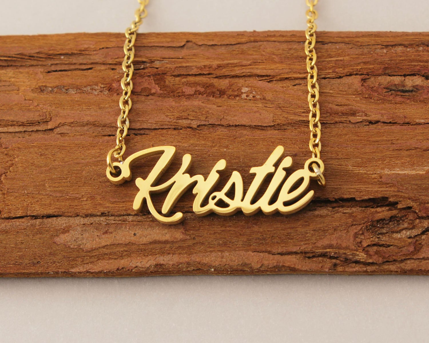 Namenskette, Kristie Personalisierte Namenskette Gold, Buchstabe Halskette, Halskette Für Frauen Jahrestag Geschenk Name von Xiaohand