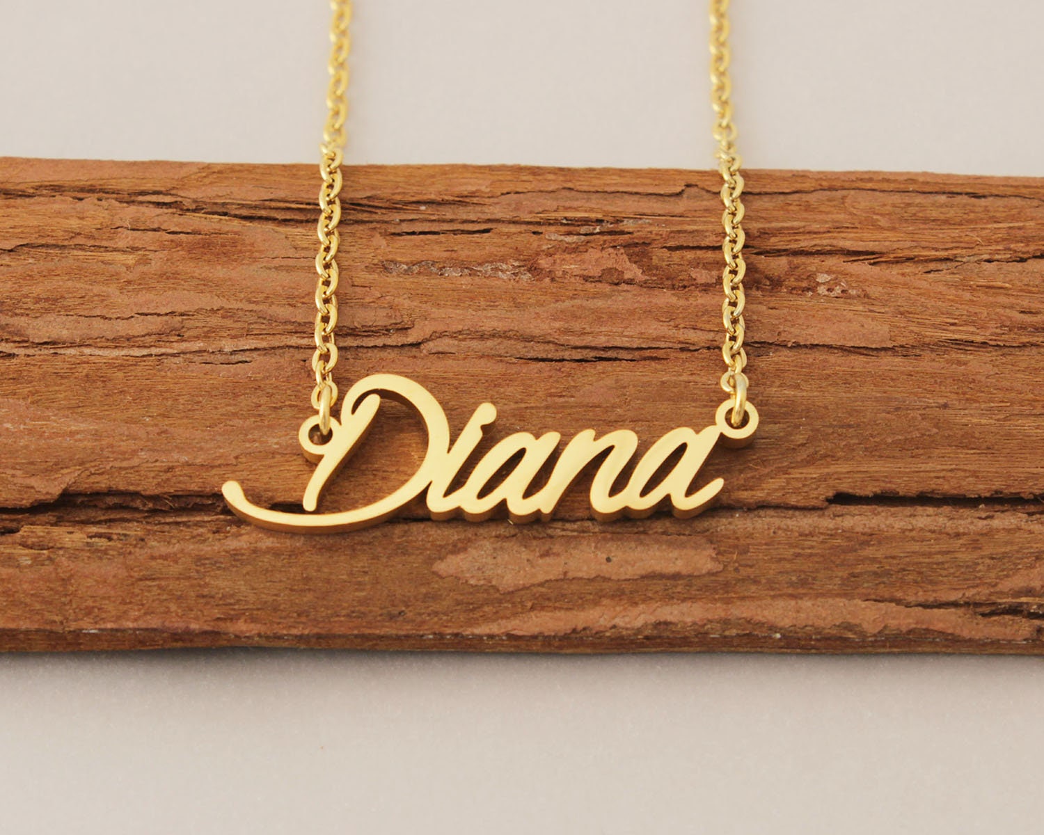 Namenskette, Personalisierte Initial Halskette, Vergoldete Halskette Für Mädchen, Personalisierte Plättchen Weihnachten Geschenk Diana von Xiaohand