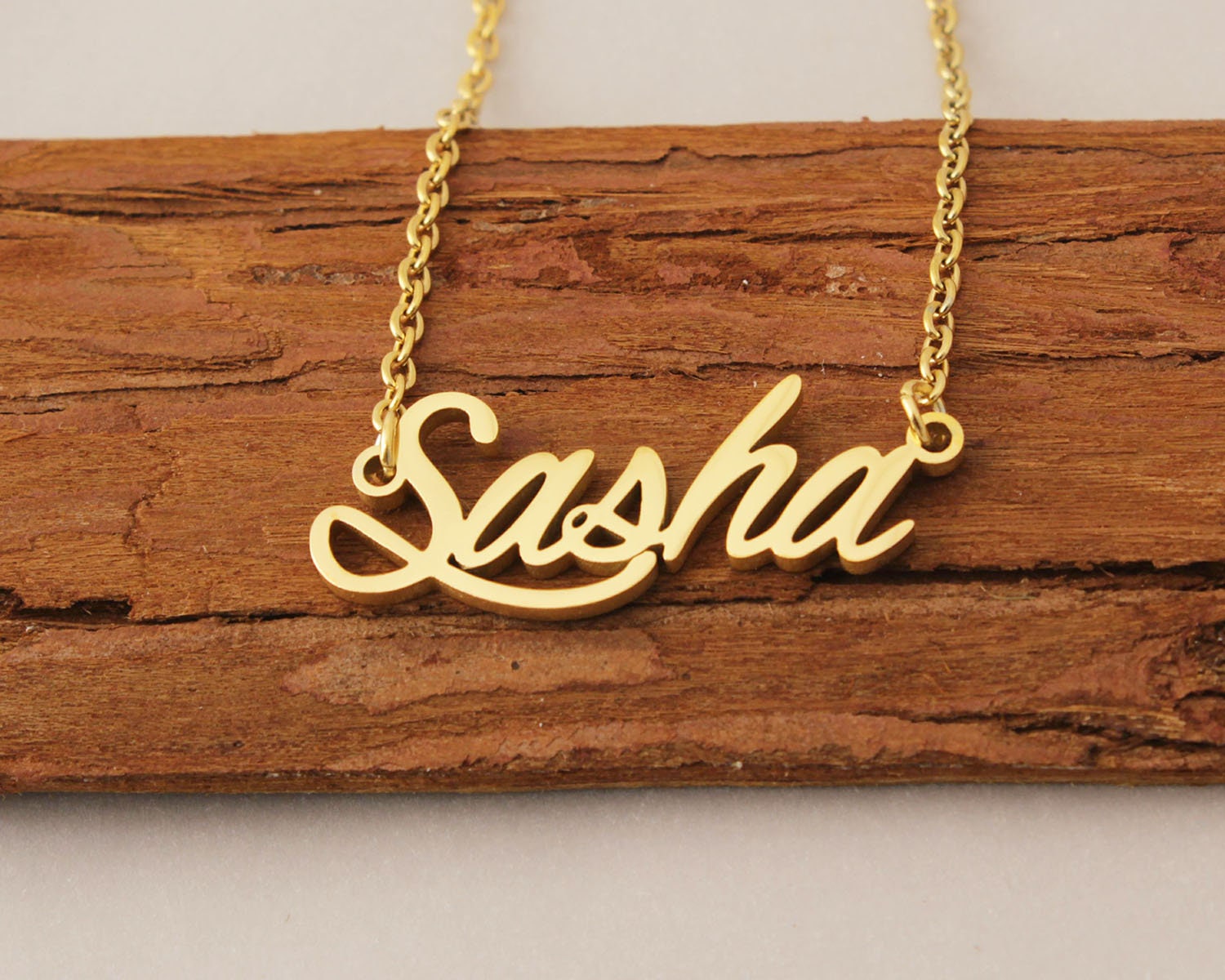 Namenskette, Personalisierte Zierliche Goldkette, Personalisierte Mädchen Namensanhänger, Halskette Weihnachten Geburtstag Geschenk Für Sasha von Xiaohand