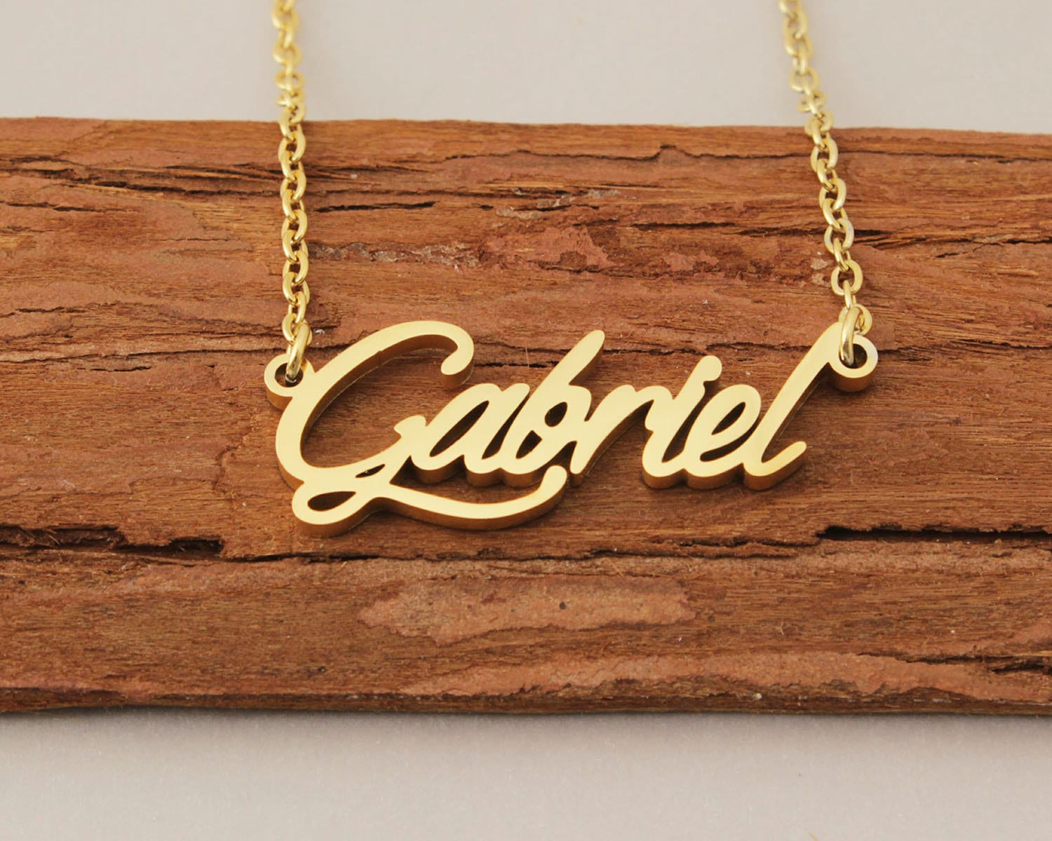 Namenskette, Zierliche Halskette Gold, Personalisierte Paare Halskette, Gravierte Jahrestag Geschenk Für Gabriel von Xiaohand