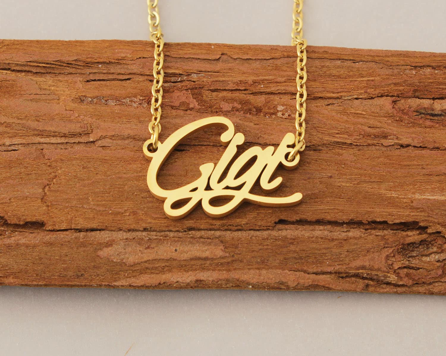 Personalisierte Namenskette, Gigi Namensschild Halskette, Mädchen Cursive Jeder Name Auf Namensschmuck Für Beste Freundin von Xiaohand