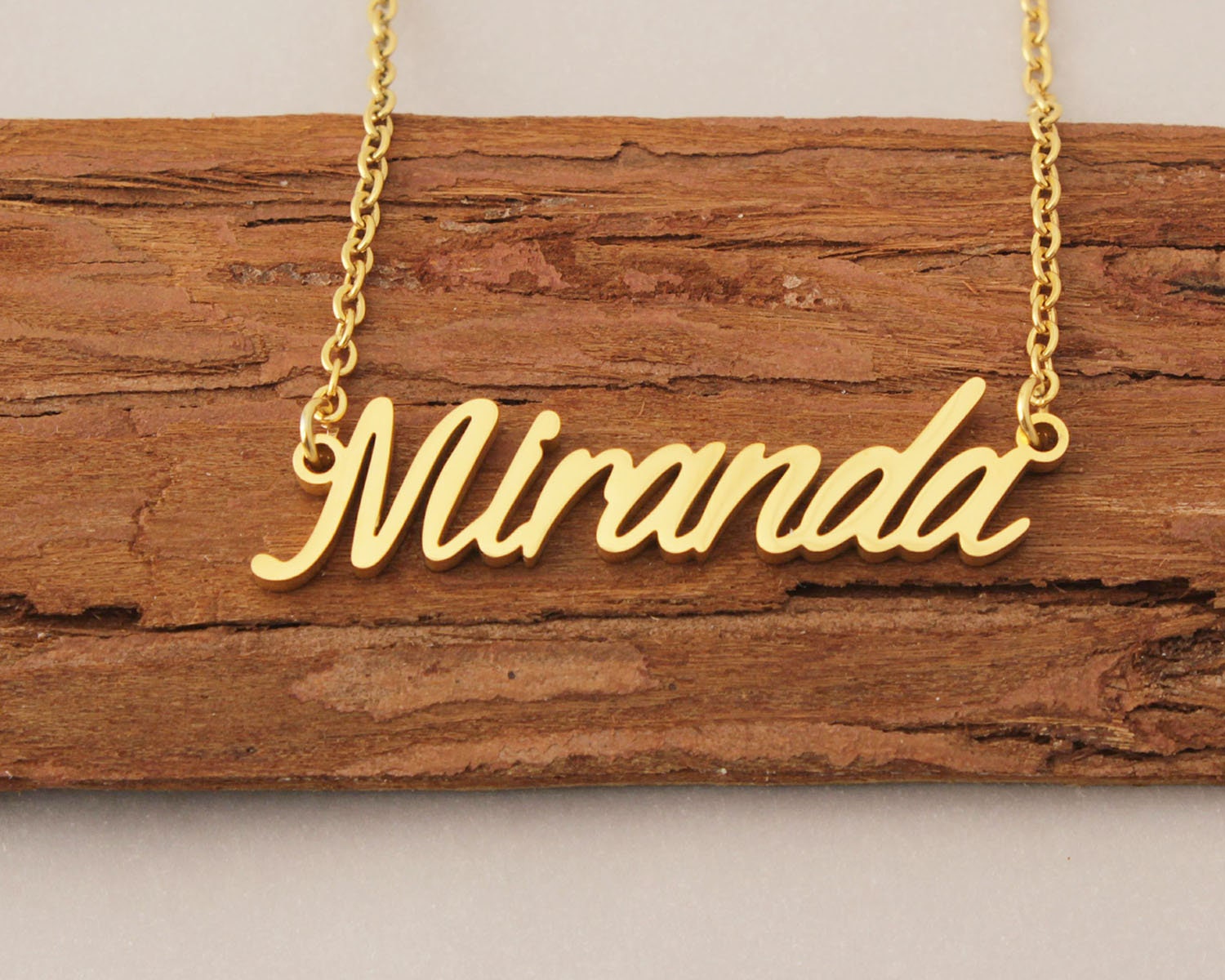 Personalisierte Namenskette, Miranda Namenskette Gold, Halskette Vergoldet Für Mädchen, Ideale Geburtstagsgeschenk Sie von Xiaohand