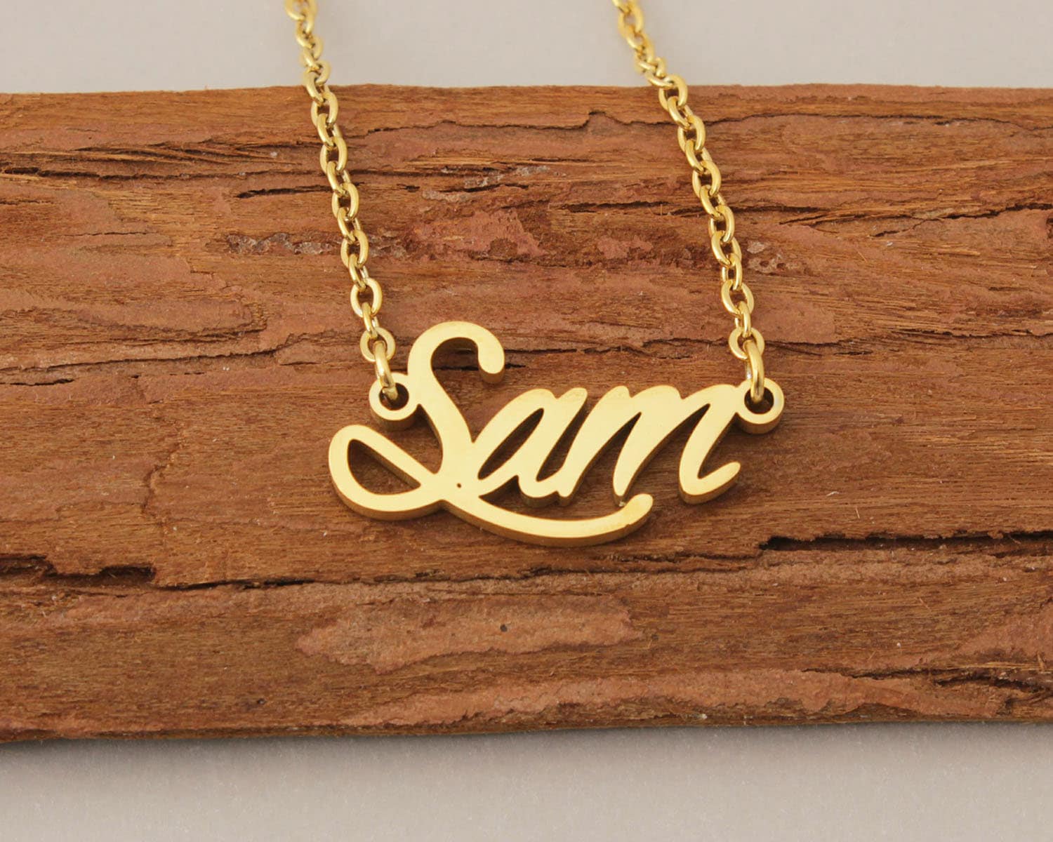 Personalisierte Namenskette, Sam Namensschild Halskette, Buchstaben Namen Minimalist Halskette Brautjungfern Schmuck Für Mädchen von Xiaohand
