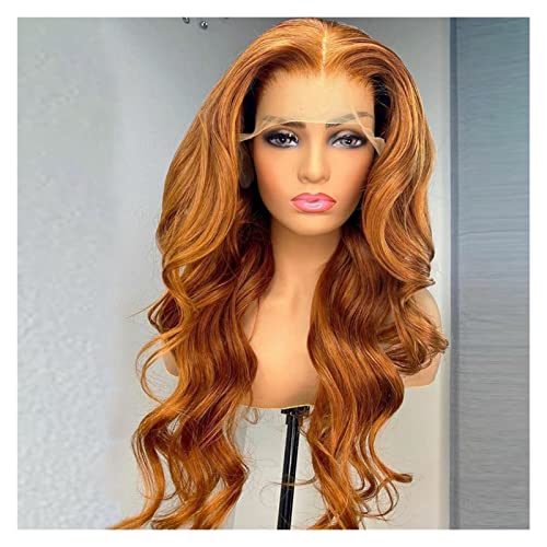 Xiaoheshop Damenperücken Haarersatz Perücken Ingwer Orange Mittelteil Körper Welle Spitze Front Perücke Synthetik for Frauen Cosplay Perücke für Mode (Wig Length : 24inches) von Xiaoheshop