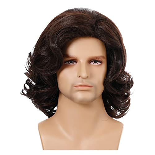 Xiaoheshop Damenperücken Haarersatz Perücken Synthetisches kurzes lockiges Haar Natürliche dunkelbraune Perücken tägliche Cosplay verwenden Faserperücken Perücke für Mode von Xiaoheshop