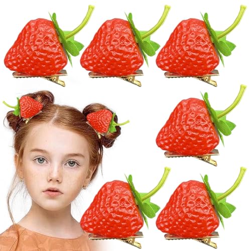 Xiaohui887 Erdbeer-Haarspangen, realistische Obst-Haarspangen für Mädchen, niedliche Haarnadel mit Schleife, Haar-Accessoires für Mädchen, breite Anwendung, 6 Stück Xiaohui887 Erdbeer-Haarspangen, realistische Obst-Haarspangen für Mädchen, niedliche Haarnadel mit Schleife, Haar-Accessoires für Mädchen, breite Anwendung, 6 Stück von Xiaohui887