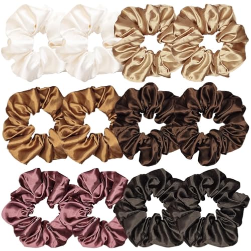 Xiaohui887 Satin-Haargummis aus Seide, 12 Stück, weiche Haargummis, modische Haarbänder, Haarschleifen, elastisches Armband, Pferdeschwanzhalter für Damen und Mädchen (11,4 cm, klassisches Farbpaar) Xiaohui887 Satin-Haargummis aus Seide, 12 Stück, weiche Haargummis, modische Haarbänder, Haarschleifen, elastisches Armband, Pferdeschwanzhalter für Damen und Mädchen (11,4 cm, klassisches Farbpaar) von Xiaohui887