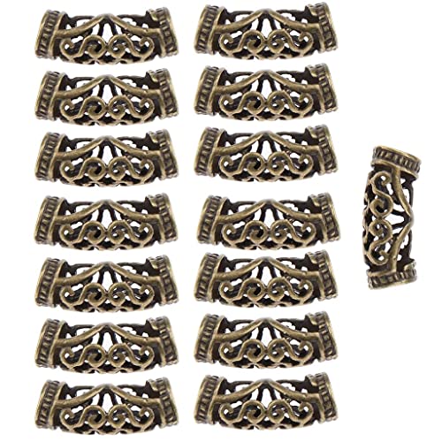 15 x Damen-Metall-Haarperlenringe, Zopf-Manschetten-Clips, Haarschmuck, Haarschmuck, verstellbar und einfach zu bedienen, 15 Stück Packung - Braun von Xiaojikuaipao