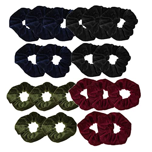 20 Stück Samt Haargummis für Frauen - Elastische Haargummis Haarband mit einzigartigem stilvollen Design - Haarschmuck für Mädchen - Pferdeschwanzhalter in Marineblau, Schwarz und mehr von Xiaojikuaipao