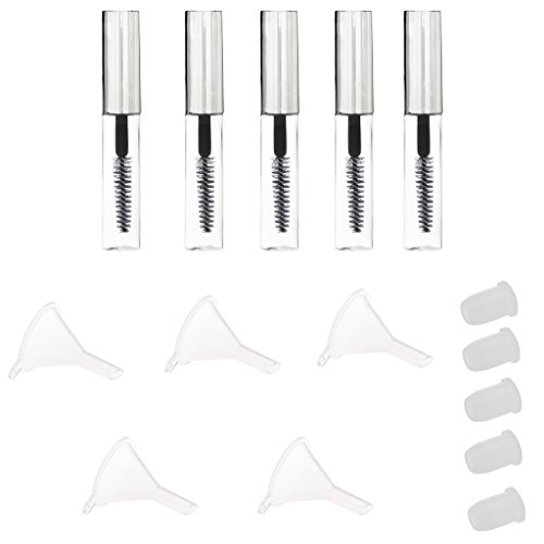 5 nachfüllbare Mascara-Flaschen mit Trichtern, tragbares Make-up-Zubehör-Set für Reisen, Behälter mit 4 ml Fassungsvermögen mit Stopfen und einfachem Nachfülltrichter, Anfängerfreundlicher 5 nachfüllbare Mascara-Flaschen mit Trichtern, tragbares Make-up-Zubehör-Set für Reisen, Behälter mit 4 ml Fassungsvermögen mit Stopfen und einfachem Nachfülltrichter, Anfängerfreundlicher von Xiaojikuaipao