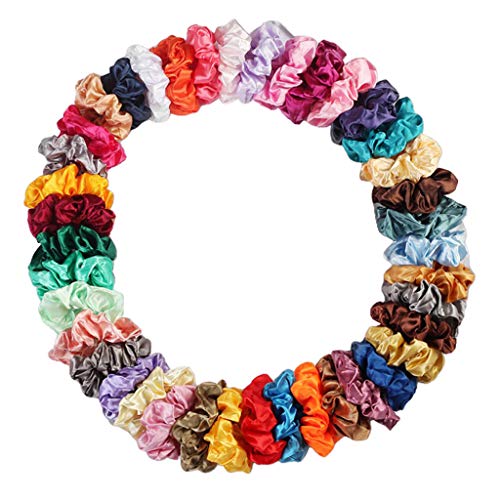 Buntes Set mit 60 Haargummis für Mädchen im Fitnessstudio, Hochsteckfrisur, Geschenk-Set – hochwertiger Stoff – weiche und Haarbänder – elastische Haar-Accessoires – zufällige Farben – Durchmesser von Xiaojikuaipao