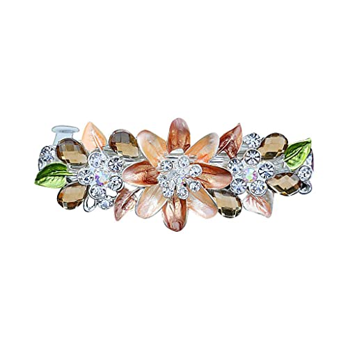 Edle Kristall-Strass-Blumen-Haarspange – Braut-Haarspange für modische Frauen, charmanter Strass-Haarschmuck – Champagner von Xiaojikuaipao