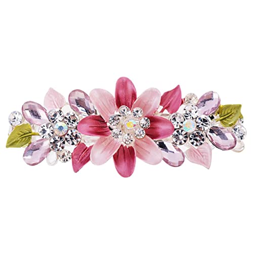Edle Kristall-Strass-Blumen-Haarspange – Braut-Haarspange für modische Frauen, charmantes Strass-Haar-Accessoire – Rose von Xiaojikuaipao
