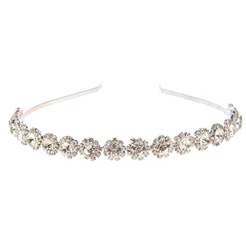 Glänzendes Strass-Haarband, Brautjungfern-Kopfschmuck, Alice-Tiara-Stirnband, Diamanten-Strass, Hochzeits-Braut-Haar-Accessoire, glitzernd, mit Schmucksteinen – Silber von Xiaojikuaipao