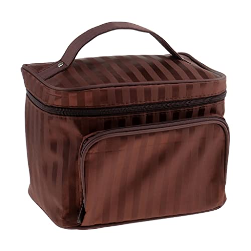 Große Kosmetiktasche, Reise-Make-up-Organizer mit integriertem Spiegel, 5 Farben erhältlich, für Damen, Kaffee von Xiaojikuaipao