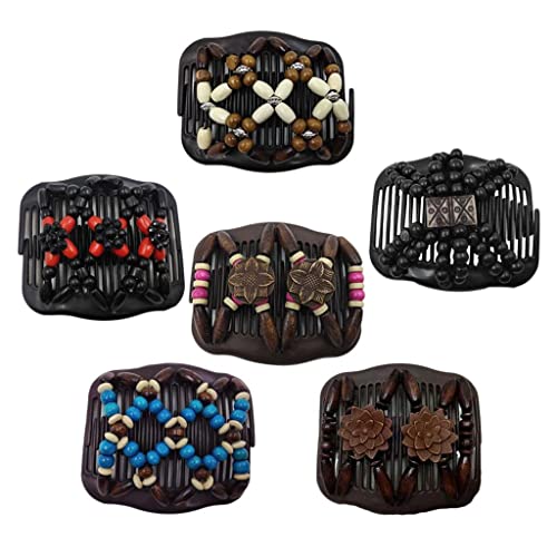Haarkämme mit Holzperlen und dehnbaren elastischen Clips, einfaches Anfertigen von Dutt – Material – Komfort den ganzen Tag lang – Haarschmuck für Damen – perfektes Haarstyling-Werkzeug, 6 Stück Haarkämme mit Holzperlen und dehnbaren elastischen Clips, einfaches Anfertigen von Dutt – Material – Komfort den ganzen Tag lang – Haarschmuck für Damen – perfektes Haarstyling-Werkzeug, 6 Stück von Xiaojikuaipao