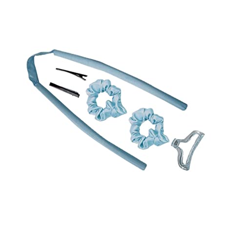 Heatless Hair Curlers Stirnband für natürliches Haar | Weicher Schwamm DIY Styling Tools | Übernachtungsstäbe für Frauen Mädchen - Blau + Clip von Xiaojikuaipao