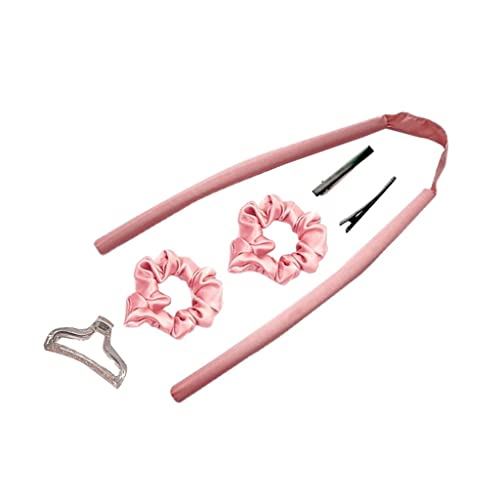 Heatless Hair Curlers Stirnband für natürliches Haar | Weicher Schwamm DIY Styling Tools | Übernachtungsstäbe für Frauen Mädchen - Rosa + Clip von Xiaojikuaipao