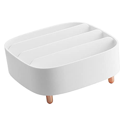 Make-up-Organizer mit 4 Fächern, Schreibtisch-Organizer für Mädchen und Frauen, Geschenk – PP, schlankes Design, spart Platz auf dem Schminktisch, Acryl-Kosmetik-Organizer – Weiß von Xiaojikuaipao