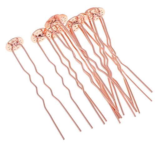 U-förmige Haarspangen, Wellen-Haarnadeln für Frauen, Gewichts-Metall-Haarstyling-Werkzeuge – für Brautfrisuren, Dutt-Haarnadeln und langes Haar-Accessoire – Roségold, 10 Stück von Xiaojikuaipao
