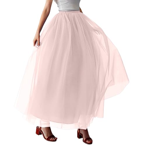 Xiaojiu Damen Tüll Tutu Röcke Wickelrock Karneval Kostüm 80Er Jahre Vintage Für Party Tütü Herren Tüllrock Damen Weiß Mittellanges Tutu-Kleid Für Erwachsene Netz-Halbrock Damen Röcke Rot (Khaki One S von Xiaojiu