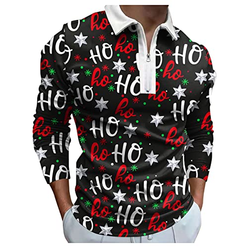 Xiaojiu Golf Poloshirt Herren Christmas Shirt Sommer T-Shirt Polo Shirts Polo-Hemd Mit Aufgesticktem Logo Shirts Frihling Male T-Shirt Klassisches Weinachtpullover von Xiaojiu