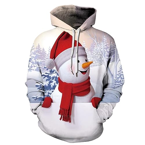 Xiaojiu Hässliche Weihnachtspullover Ugly Christmas Sweater Herren Hemd Weihnachten Herren Sweatshirt Für Männer Hoodie Babyblau Hooded Sweat Hoodie Schwarz von Xiaojiu
