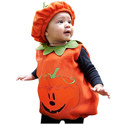 Xiaojiu Halloween Kostüm Kinder Kostüme Für Kinder Junge Mädchen Hoodie Body Jumpsuit Pyjamas Kürbis Kostüm Vampir Kostüm Kinder Halloween Outfits Romper Kleinkind Langarm Einteiliger Baby M von Xiaojiu