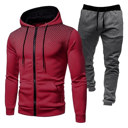 Xiaojiu Herren Jogginganzug Trainingsanzug Sportanzug 2 Piece Hoodie Sporthose 2 Piece Hoodie Sporthose Atmungsaktives Sporttraining Kaputzenpuloverer Herren Daunenjacke Herren Leicht Gym Cl von Xiaojiu