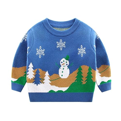 Xiaojiu Kinder Weihnachten Pullunder Winter Sweater Kleinkind Weihnachten Sweatshirt Pullover Baby Sweatshirt Langarm Baumwolle Langarmshirt Jungen Mädchen Fleecepullover Unisex Erstes W 7-8 Jahre von Xiaojiu