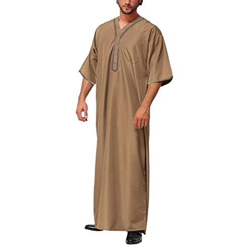 Xiaojiu Mens Muslim Set 2023 Neu- Robe Mittelarabische Applikation Herren Kragen Muslimischer mit Langen Ärmeln Islamisch Anzug Muslimische Hosen Anzug Herren Kaftan Dubai Roben Herren Schlafanzug von Xiaojiu