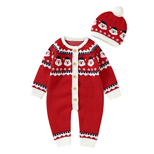 Xiaojiu Weihnachten Kostüm Fleece Strampler Wärmer Winter Baby-Overall Baby-Strampler Atmungsaktiver Unisex-Jumpsuit Newborn baby set Baby Schlafanzug Jumpsuit Kinder von Xiaojiu