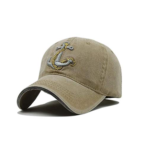 XibeiTrade Unisex bestickte Denim Hut Vintage Washed Cotton Baseball Cap Captain Gr. M, khaki von XibeiTrade