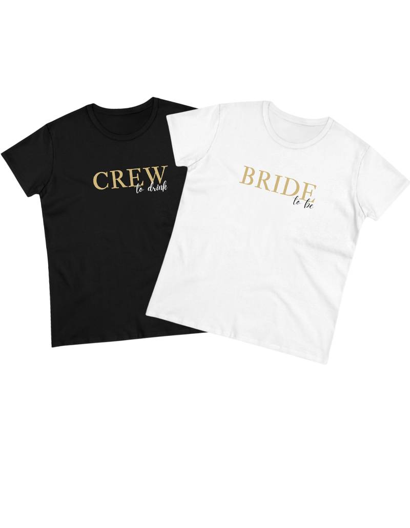 Damen T-Shirt Bride To Be/Crew Drink Junggesellinnenabschied Hochzeit Jungesellinnen Feiern Mädels Gruppe Party Braut von XidusDesigns