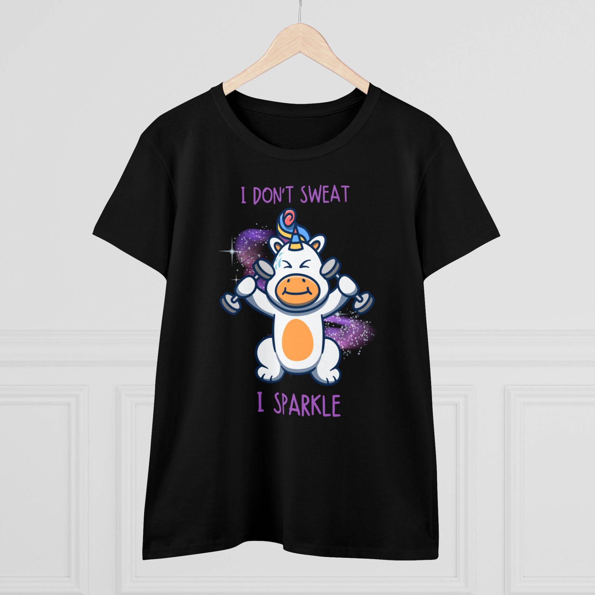 Damen T-Shirt Einhorn Sport/Fitness Training Work Out Süß Cute Unicorn Lustig I Sparkle von XidusDesigns