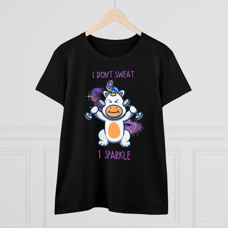 Damen T-Shirt Einhorn Sport/Fitness Training Work Out Süß Cute Unicorn Lustig I Sparkle von XidusDesigns