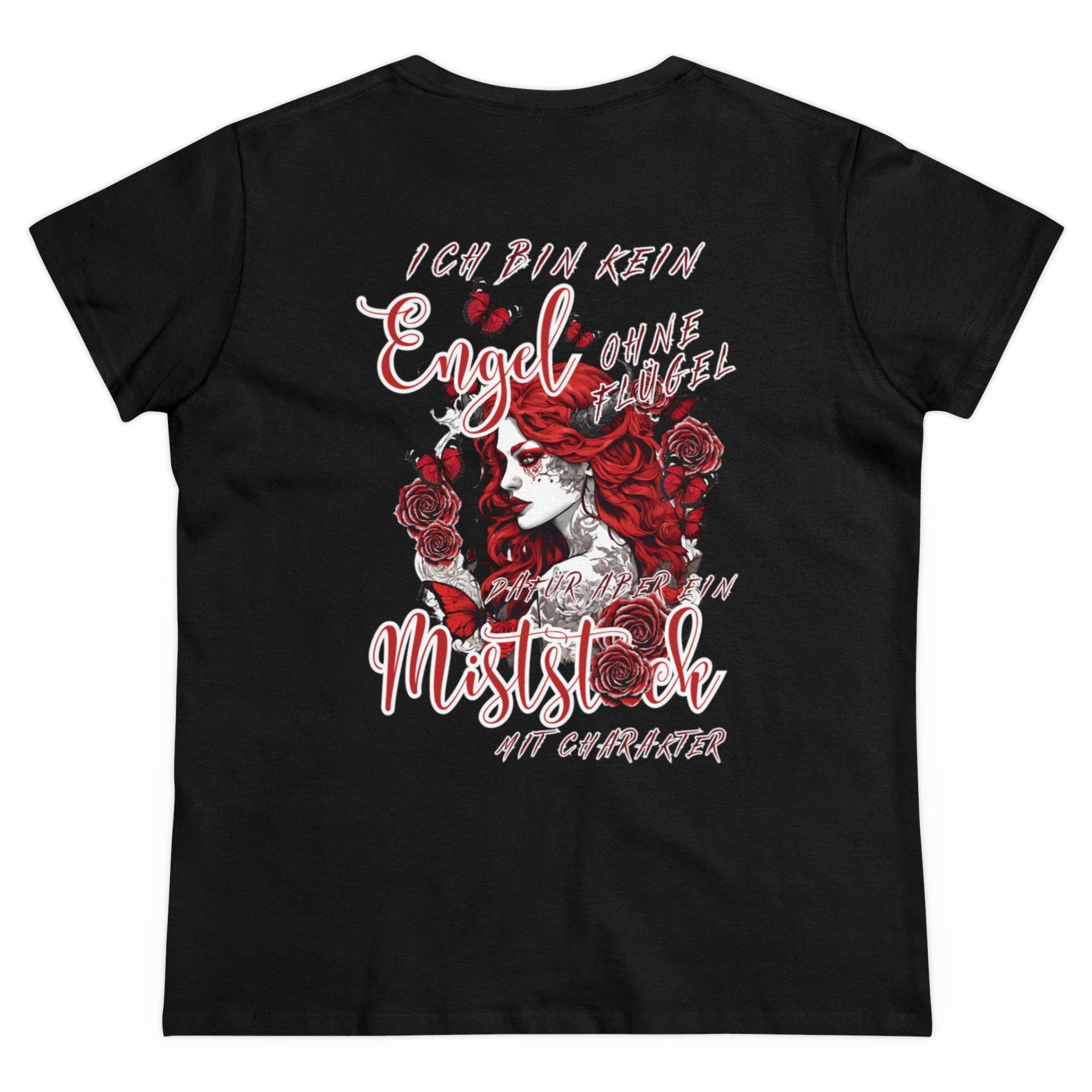 Damen T-Shirt Tattoo/Engel Miststck Tätowiert Dämon Rosen Schmetterlinge Rückenprint Doppelprint von XidusDesigns