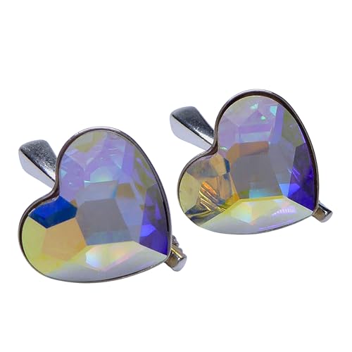 925 Sterling Silber Herz Ohrringe mit Aurore Boreale Kristallen | Funkelnde Damen Ohrstecker | Hypoallergen | Geschenk für Mädchen & Frauen | Eleganter Silberschmuck von XieXie