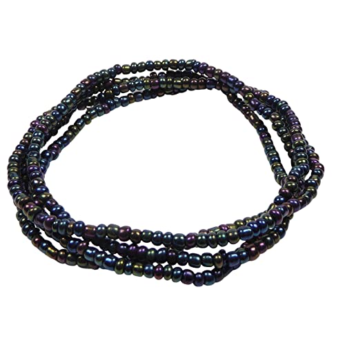 Boho Armband Halskette Fußkettchen in vielen Farben elastisch für Damen und Mädchen (Black Opal) von XieXie