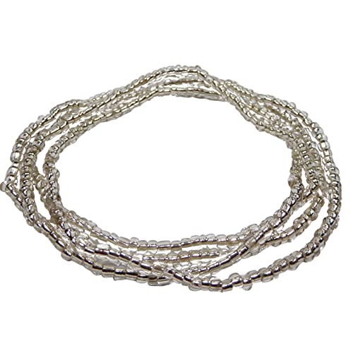 Boho Armband Halskette Fußkettchen in vielen Farben elastisch für Damen und Mädchen (Silber) von XieXie