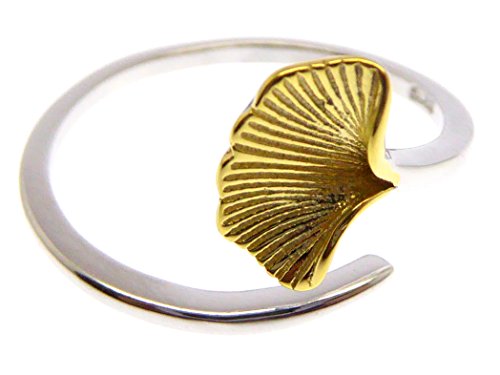 Ginkgo Blatt Ring 925 Sterling Silber für Frauen und Mädchen verstellbar in der Grösse von XieXie