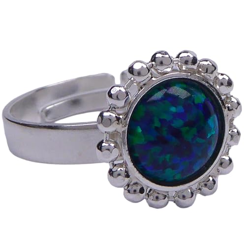 Grüner 8mm Lab Opal Ring 925 Sterling Silber für Damen und Mädchen Die Größe ist verstellbar von XieXie