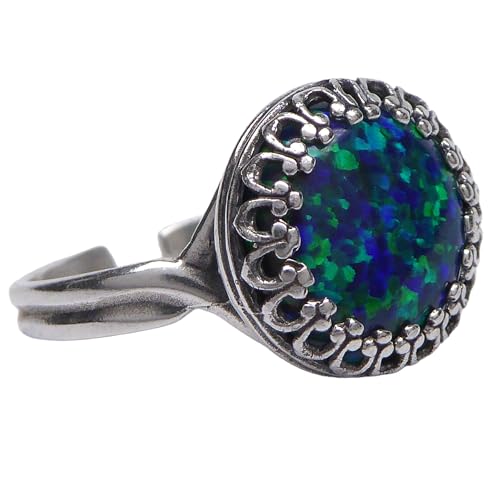 Grüner Lap Opal Ring 925 Sterling Silber für Damen und Mädchen Die Größe ist verstellbar von XieXie