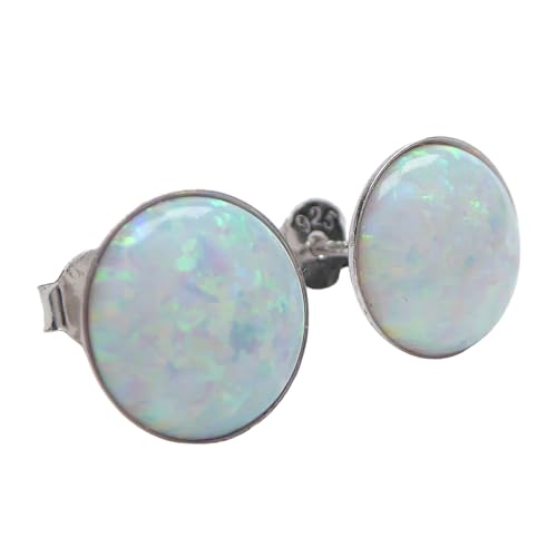 Lab Opal Ohrstecker aus 925 Sterling Silber rhodiniert 4mm Ohrringe für Damen und Mädchen (4mm) von XieXie