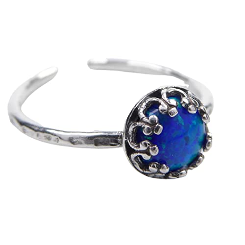 Lab blauer Opal Ring 925 Sterling Silber antik Vintage für Damen und Mädchen Die Größe ist verstellbar von XieXie