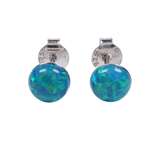 Lap Opal Ohrstecker aus 925 Sterling Silber 6mm Ohrringe für Damen und Mädchen (Grün) von XieXie